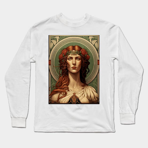 Boudicca Celtic Warrior Long Sleeve T-Shirt by ArtNouveauChic